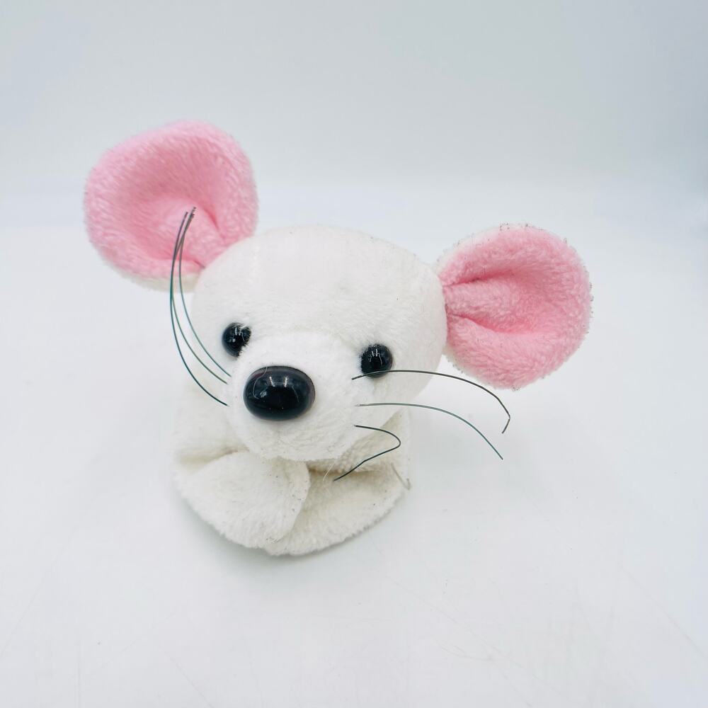 Zangeen Huggable Honeys White Mouse Plush Big Pink Ears Bean Bag Beanie 1996